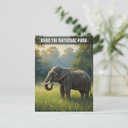 カオヤイ国立公園タイの象 ポストカード (スタンド正面)