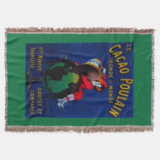 カカオのPoulainのヴィンテージPosterEurope スローブランケット (正面)