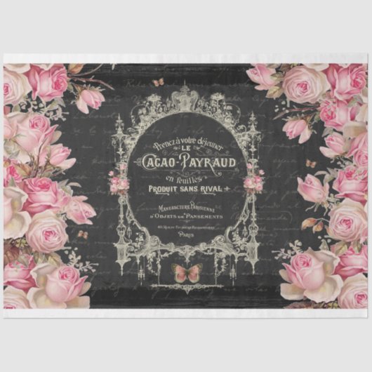 カカオチョーetバラピンク蝶デコペ 薄葉紙 (正面)