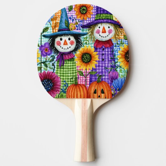 カカシとカボチャ、ハロウィン 卓球ラケット (正面)