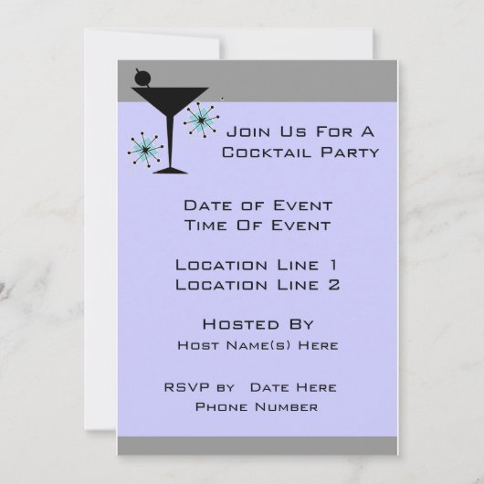 カカスタムクテルパーティー招待状 招待状 (正面)