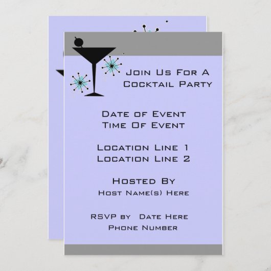 カカスタムクテルパーティー招待状 招待状 (正面/裏面)