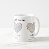 カカスタムップルのマイルストーンマップの場所のハート コーヒーマグカップ (正面右)