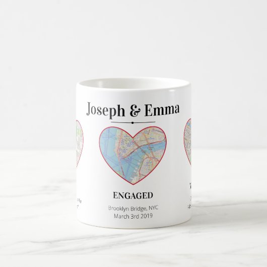 カカスタムップルのマイルストーンマップの場所のハート コーヒーマグカップ (中央)