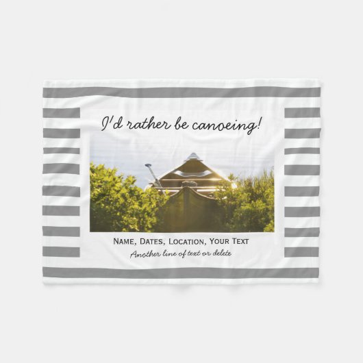 カカスタムヌーフォトグレー&ホワイトストライプズ フリースブランケット (正面(横))