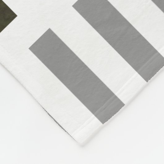 カカスタムヌーフォトグレー&ホワイトストライプズ フリースブランケット (角)