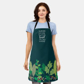 カカスタムラーグリーン料理グルメ エプロン (着用した状態)