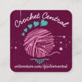 カカスタムラードードル糸クロシェット編み物手織り スクエア名刺 (正面)