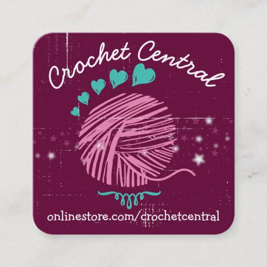 カカスタムラードードル糸クロシェット編み物手織り スクエア名刺 (正面)