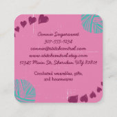 カカスタムラードードル糸クロシェット編み物手織り スクエア名刺 (裏面)