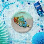 カカッコいいワカラフルイレインボートカゲ爬虫類 ペーパープレート (パーティー)