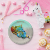 カカッコいいワカラフルイレインボートカゲ爬虫類 ペーパープレート (パーティー)