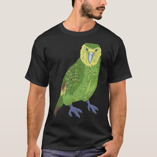 カカポオウムNew Zealand Bird Owl Parrot Tシャツ (正面)