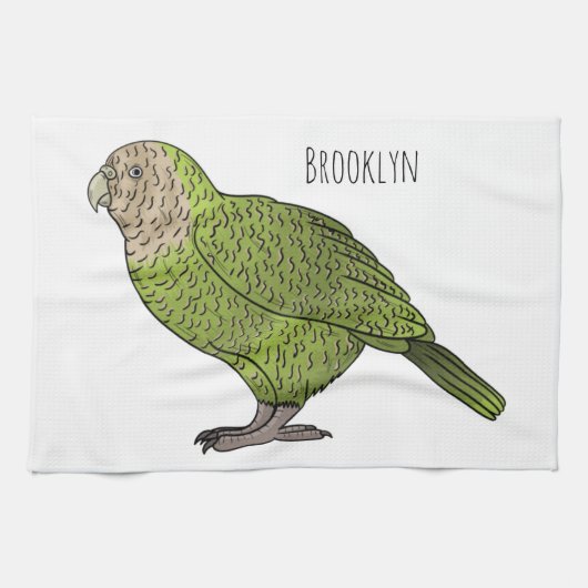 カカポ鳥まんがイラストレーション キッチンタオル (横)