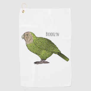 カカポ鳥まんがイラストレーション ゴルフタオル