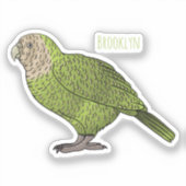 カカポ鳥まんがイラストレーション シール (正面)