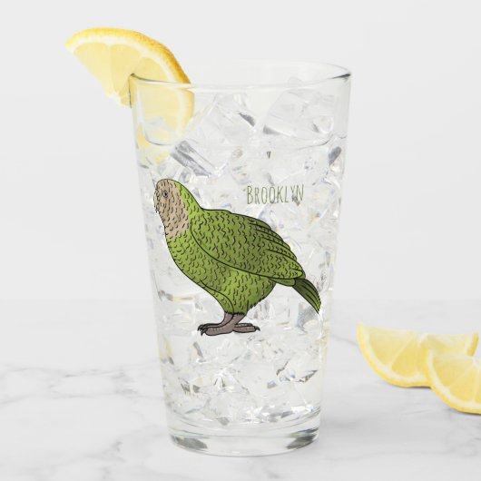 カカポ鳥まんがイラストレーション タンブラーグラス (アイス正面)