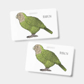 カカポ鳥まんがイラストレーション バッジ (正面＆裏面)