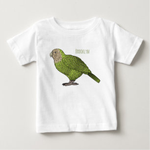 カカポ鳥まんがイラストレーション ベビーTシャツ