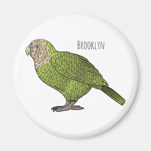 カカポ鳥まんがイラストレーション マグネット (正面)