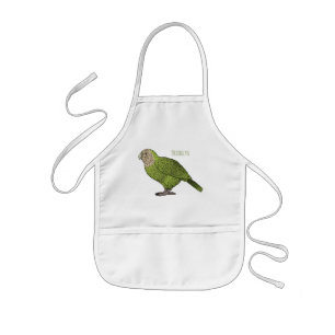 カカポ鳥まんがイラストレーション 子供用エプロン