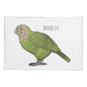 カカポ鳥まんがイラストレーション 枕カバー (裏面)