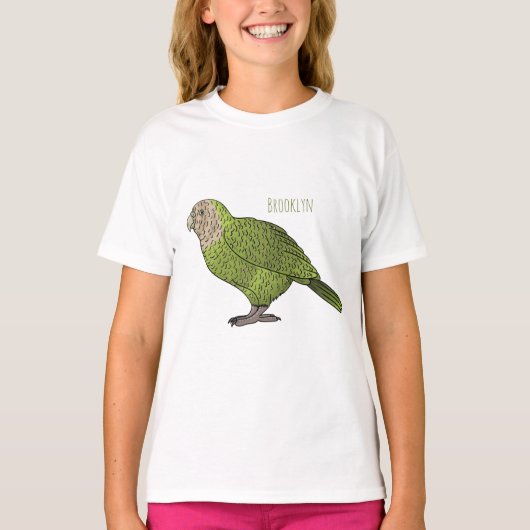 カカポ鳥まんがイラストレーション Tシャツ (正面)