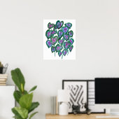 カカラフルラディウムウォーターカラーアートピンクグリーン ポスター (ホームオフィス)