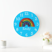 カカラフルワイパーソナライズされたレインボー ラージ壁時計 (ホーム)