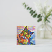 カカラフルワ芸術的イトペット猫ポートレートテンプレート スクエア名刺 (スタンド正面)