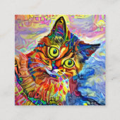 カカラフルワ芸術的イトペット猫ポートレートテンプレート スクエア名刺 (正面)