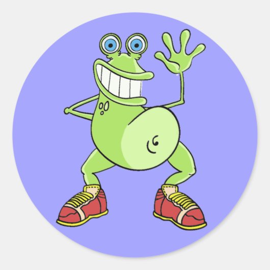 カガエルのステッカーおもしろい音 ラウンドシール (正面)