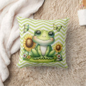 カガエル緑のシェブロン クッション (ブランケット)