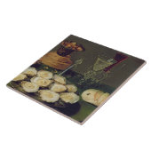 カキおよびガラス(パネルの油)が付いている静物画 タイル (側面)