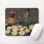カキおよびガラス(パネルの油)が付いている静物画 マウスパッド (マウス)