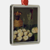 カキおよびガラス(パネルの油)が付いている静物画 メタルオーナメント (右)