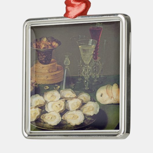 カキおよびガラス(パネルの油)が付いている静物画 メタルオーナメント (左)
