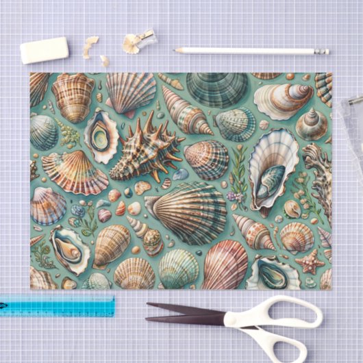 カキとアサリの貝殻の品種 薄葉紙 (クラフト)
