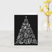 カキのクリスマスツリー 海鮮 殻 魚介類 ホリデー ビーチ カード (黄色い花)