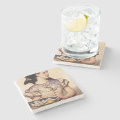 カキの女の子（Karl Gussow著） ストーンコースター (横)