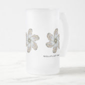 カキの花のガラスマグ- Aを設計して下さい フロストグラスビールジョッキ (正面右)