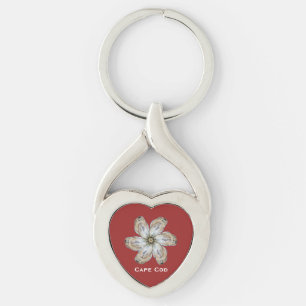 カキの花Keychain -赤を設計して下さい キーホルダー