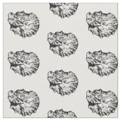 カキの貝殻の模様（白黒） ファブリック (クローズアップ)