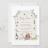 カキエレガントー&ワイン | 赤ちゃんシャワー 招待状 (正面)