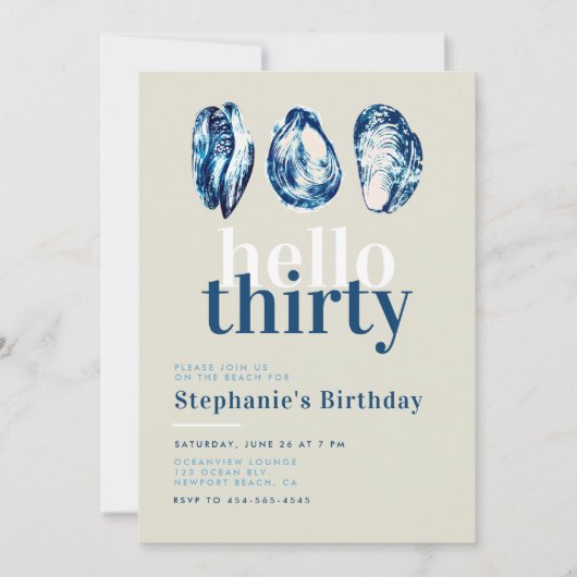 カキバー航海の海ビーチ30th誕生日 招待状 (正面)