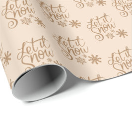カキブラウン|Let It Snow Crismas Rapping紙 ラッピングペーパー