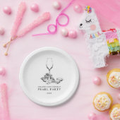 カキ真珠パーティー|白黒 ペーパープレート (パーティー)