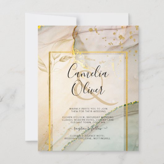 カキ真珠金ゴールド結婚アルコールインク抽象芸術 (正面)