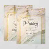 カキ真珠金ゴールド結婚アルコールインク抽象芸術 (正面/裏面)