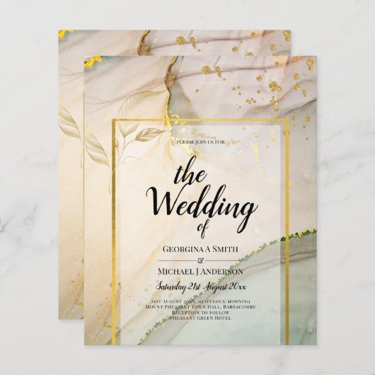 カキ真珠金ゴールド結婚アルコールインク抽象芸術 (正面/裏面)